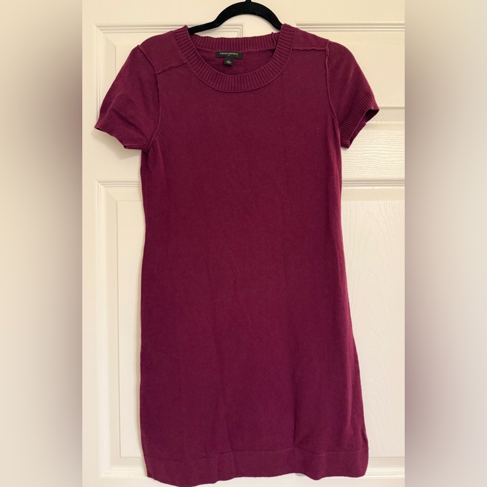Burgundy Short Sleeve Knit Dress